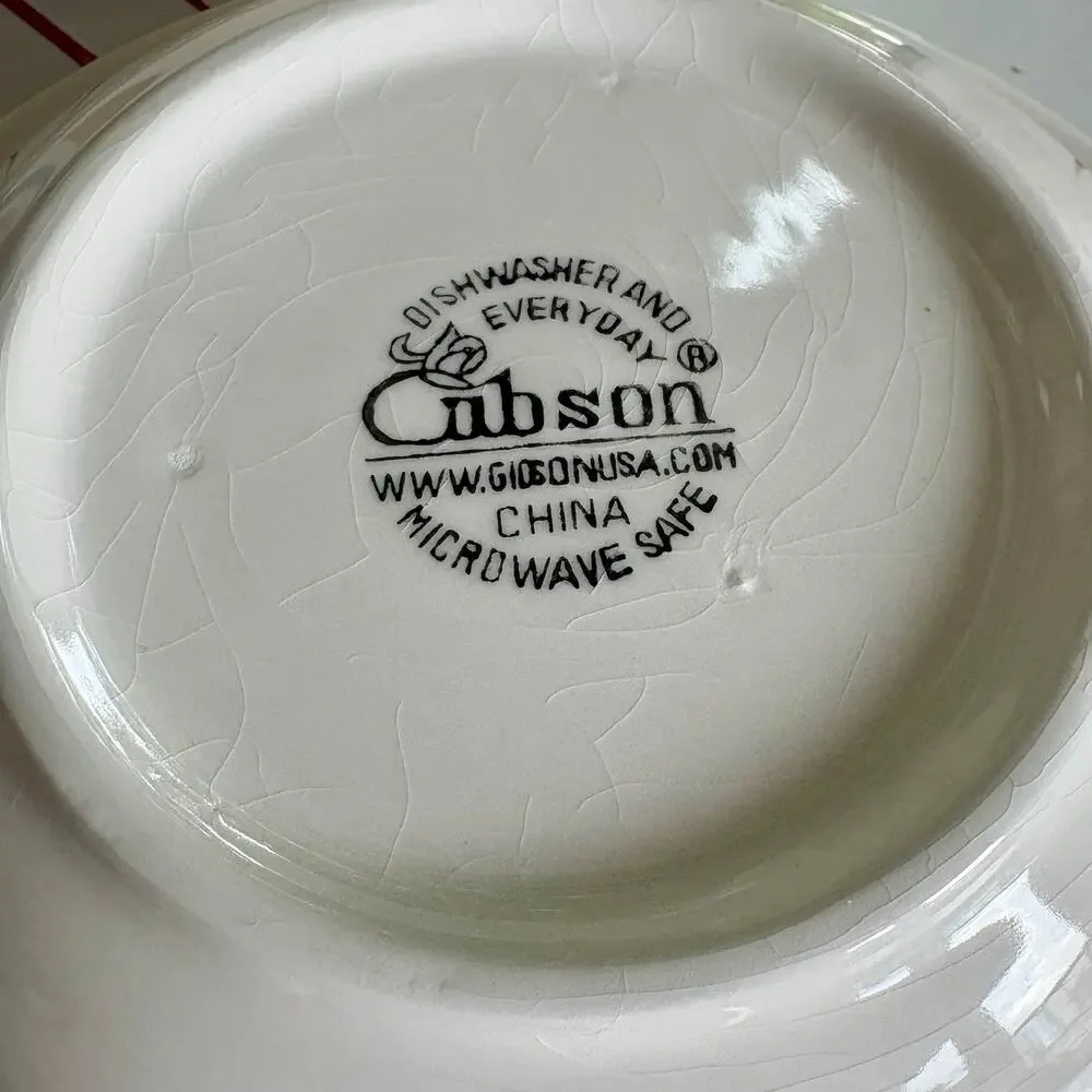 Vintage Gibson Candy Stripe Blue Purple and Green and Yellow Bowls Set of 4 8.25